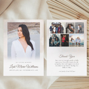 Carte De Remerciements Funérailles commémoratives des nuages beiges moder