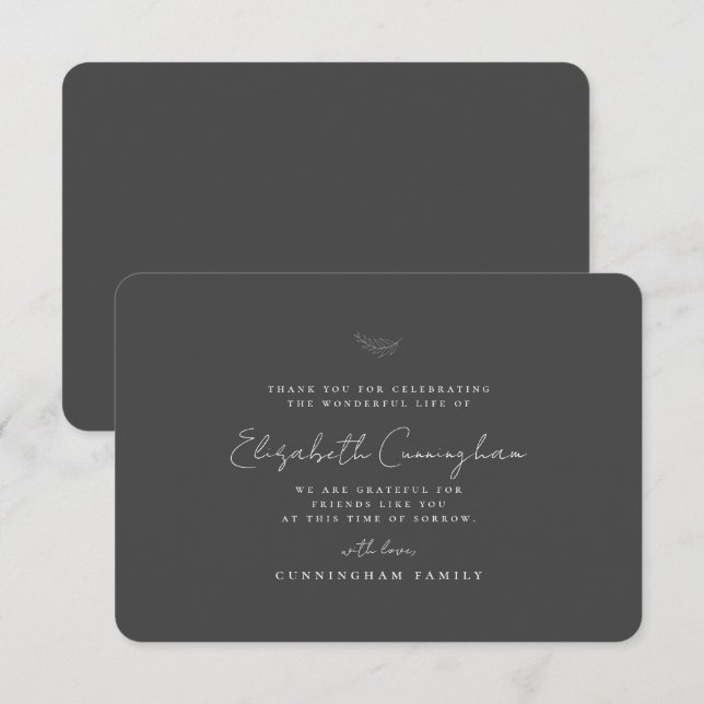 Carte De Remerciements Funérailles commémoratives Moderne Simple Élégant  (Devant / Derrière)