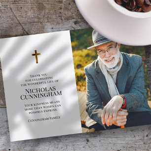 Carte De Remerciements Funérailles commémoratives Photo croisée moderne e