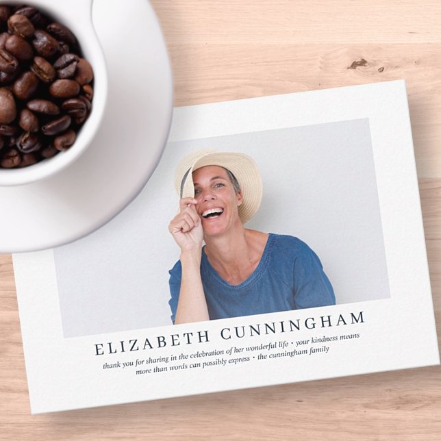 Carte De Remerciements Funérailles commémoratives pour elle | Elégante ph (Créateur téléchargé)