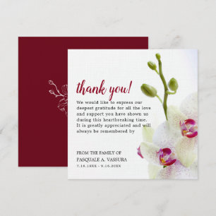 Carte De Remerciements Funérailles de la Fleur d'Orchidée blanche