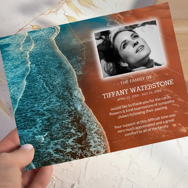 Carte De Remerciements Funérailles de la plage Sympathy sur mesure (Créateur téléchargé)