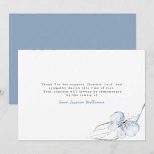 Carte De Remerciements Funérailles de papillon bleu clair  