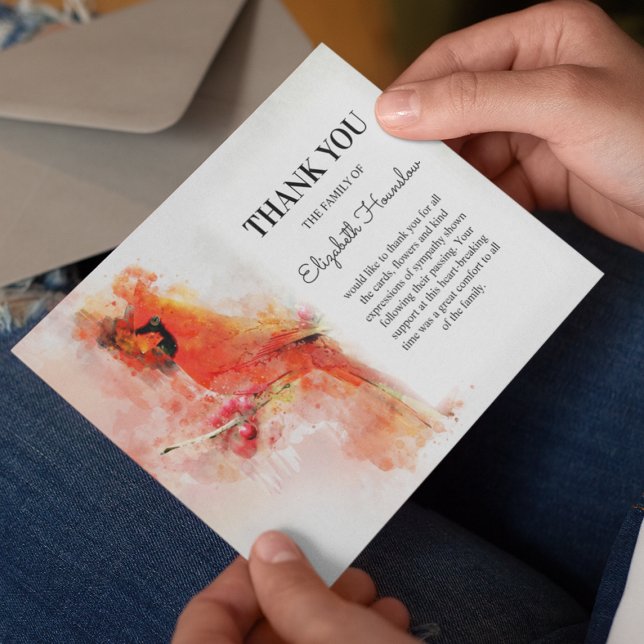 Carte De Remerciements Funérailles du cardinal rouge (Créateur téléchargé)