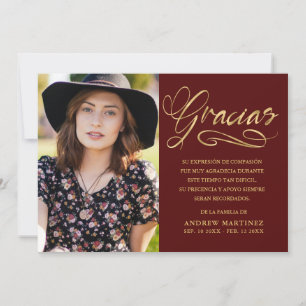 Carte De Remerciements Funérailles espagnoles de Gracias