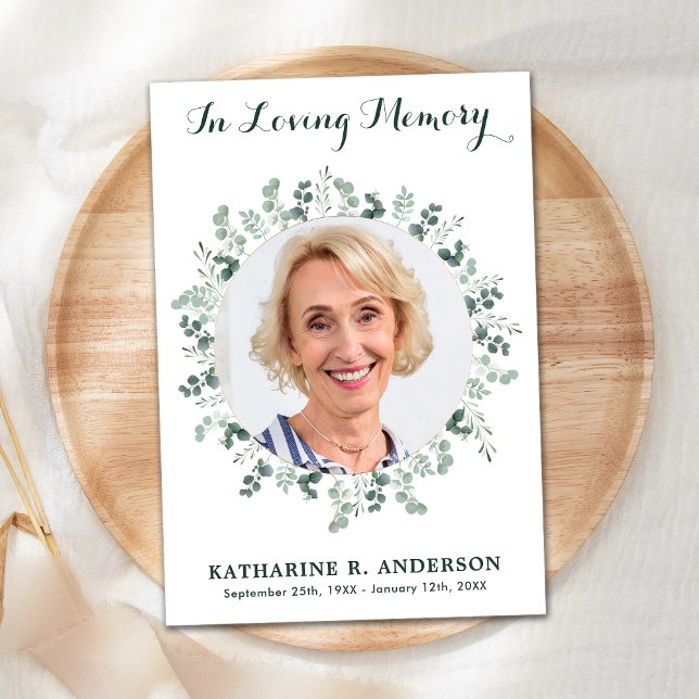 Carte De Remerciements Funérailles Eucalyptus Sympathy (Créateur téléchargé)