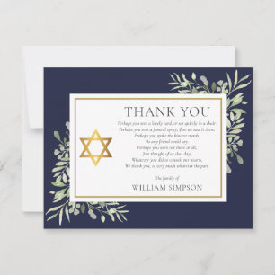 Carte De Remerciements Funérailles Juives Gold Star De David Greenerife P