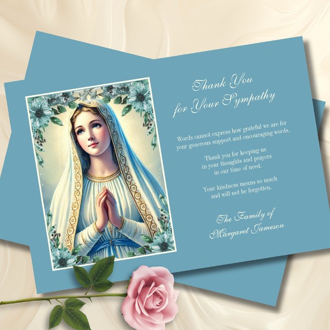Carte De Remerciements Funérailles Mémorial catholique Mary Condolence (Créateur téléchargé)