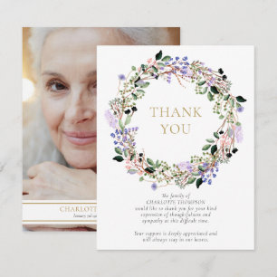 Carte De Remerciements Funérailles Memorial Lavender Floral Photo