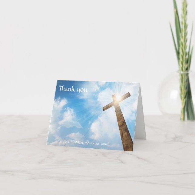 Carte De Remerciements Funérailles -Merci de la Croix chrétienne de famil (Devant)