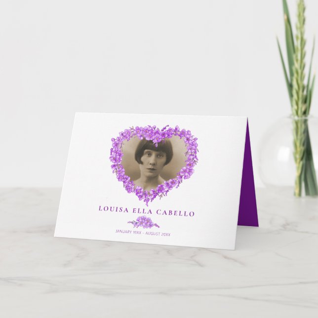 Carte De Remerciements Funérailles oublier-moi pas le coeur de fleur pour (Devant)