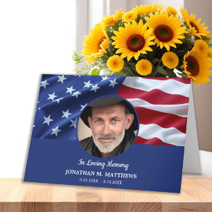 Carte De Remerciements Funérailles patriotiques Mémorial photo du drapeau