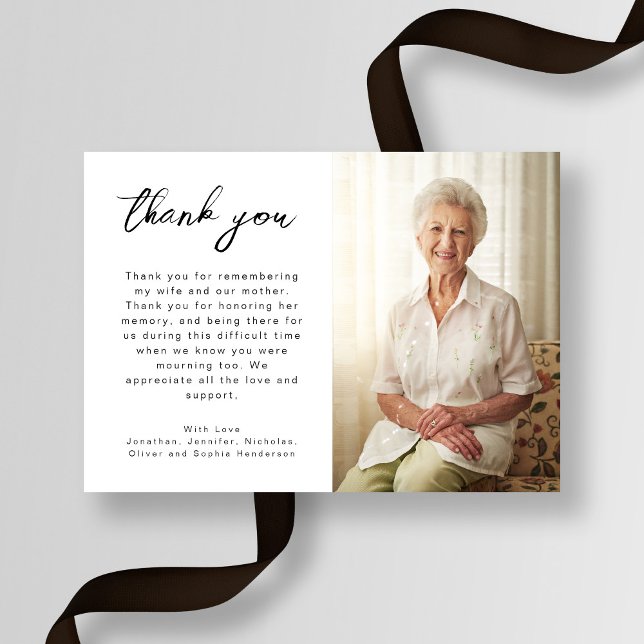 Carte De Remerciements Funérailles photo personnalisées (Custom Photo Funeral Thank You Card)