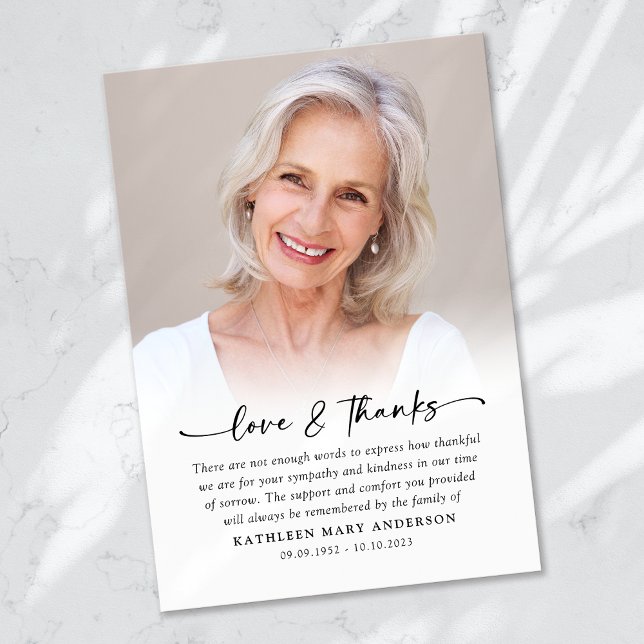 Carte De Remerciements Funérailles photo simples (Créateur téléchargé)