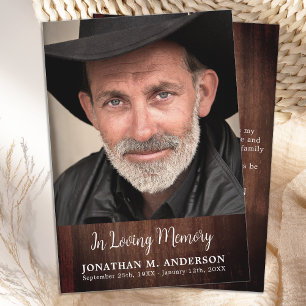 Carte De Remerciements Funérailles rustiques Simple Sympathie Memorial Ph