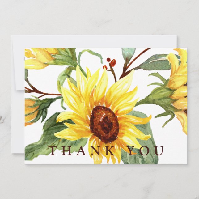 Carte De Remerciements Funérailles Tournesol Jaune Texte personnalisé II  (Devant)