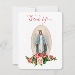 Carte De Remerciements Funérailles Vierge Marie Florale Religieux catholi
