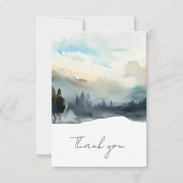 Carte de remerciements funéraire à l'aquarelle art (Devant)