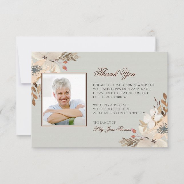 Carte de remerciements funéraire aquarelle | Carte (Devant)