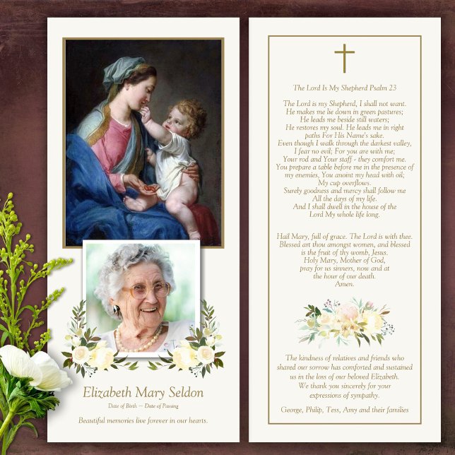 Carte de remerciements funéraire de la photo relig (Catholic, Religious, Celebration of Life, In Loving Memory of, Forever in our hearts, funeral cards)