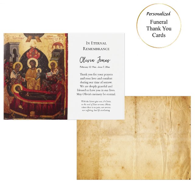 Carte de remerciements funéraire de l'icône chréti (Créateur téléchargé)