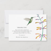 Carte de remerciements funéraire de l'oiseau-de-me