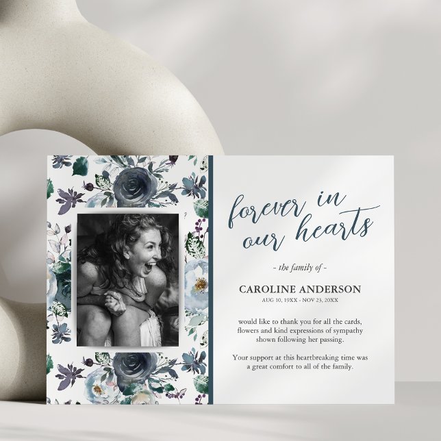 Carte de remerciements funéraire de photo florale  (Créateur téléchargé)