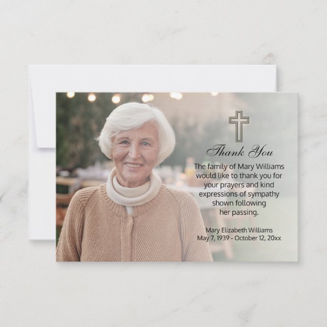 Carte de remerciements funéraire dédié à la photo  (Devant)