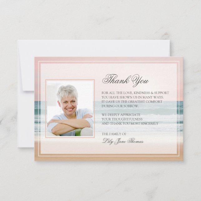 Carte de remerciements funéraire océanique | Carte (Devant)