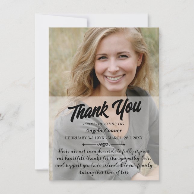 Carte de remerciements funéraire personnalisé / Sy (Devant)