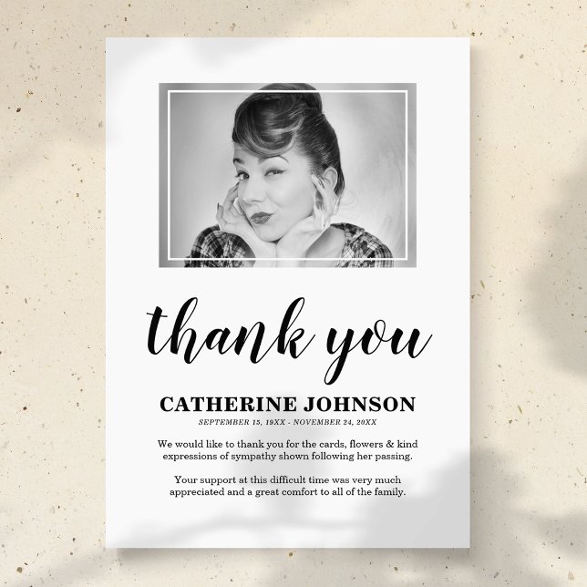 Carte de remerciements funéraire photo simple (Créateur téléchargé)