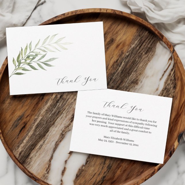 Carte de remerciements funéraire simple aquarelle  (Créateur téléchargé)