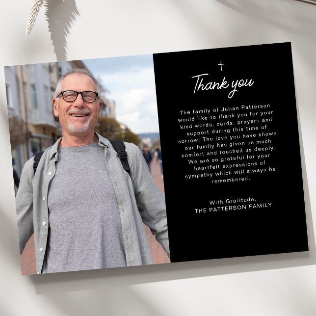 Carte de remerciements funéraire simple photo croi (Créateur téléchargé)
