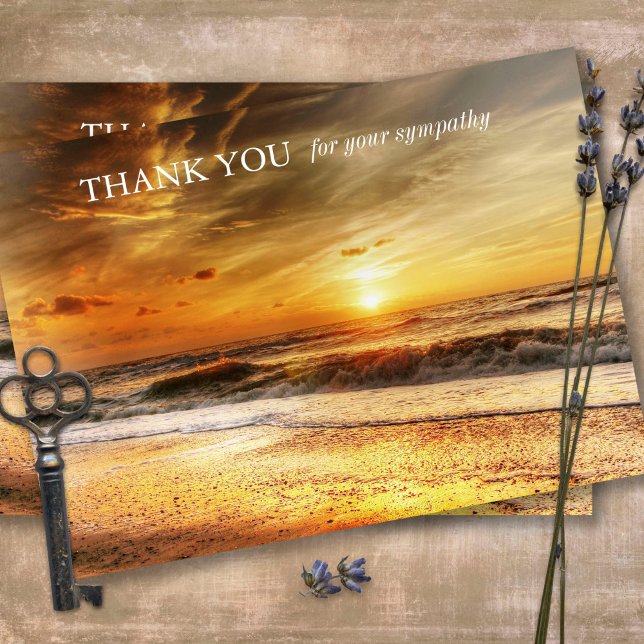Carte de remerciements funéraire Sympathy Beach Su (Sympathy Photo Celebration of Life, In Loving Memory, Forever in our Hearts Funeral thank you cards)