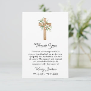 Carte de remerciements funéraire Sympathy Lily Cro