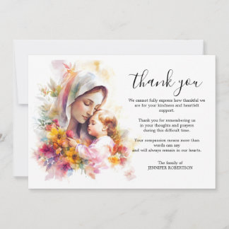 Carte De Remerciements Funeral Catholic Condolence Sympathy Virgin Mary