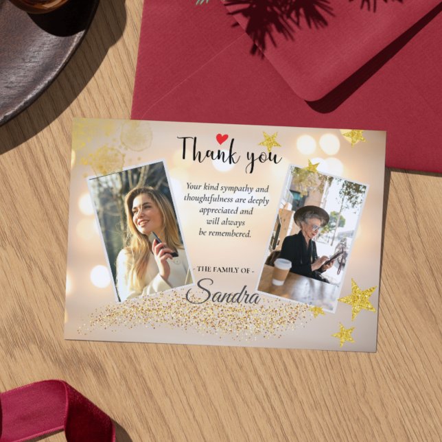 Carte De Remerciements Funeral Memorial Before & After Photo (Funeral Memorial Before & After Photo Thank You Card)