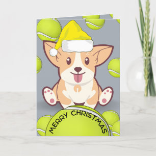 Carte De Remerciements Funky Joyeux Noël Card - Chien avec balle de tenni