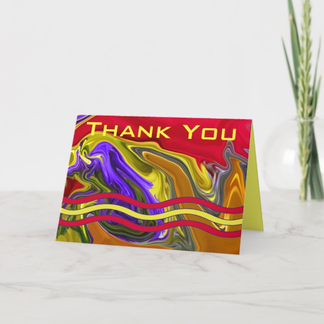 Carte De Remerciements Funky Liquid Wave Abstrait Art Personnalisé (Devant)