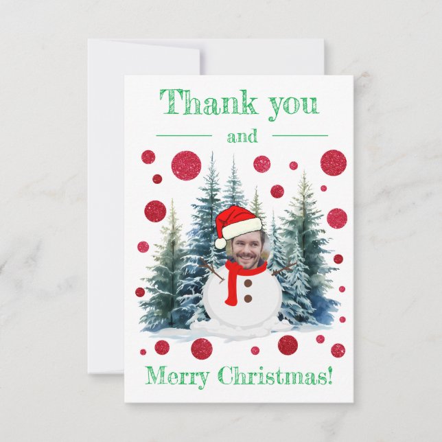 Carte De Remerciements Funky Photo Face Joyeux Noël et (Devant)