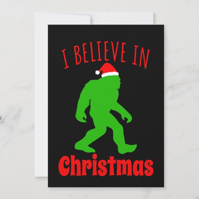 Carte De Remerciements Funny Bigfoot Je Crois En Noël (Devant)