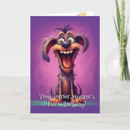 Carte De Remerciements Funny Chien Monster : Petit Terrier Mutant Anniver