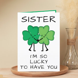 Carte De Remerciements Funny Clover St Patrick's Day Soeur Anniversaire