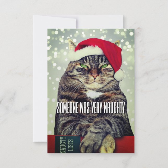 Carte De Remerciements Funny cute angry cat Christmas card (Devant)