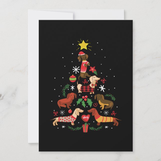 Carte De Remerciements Funny Dachshund sapin de Noël (Devant)
