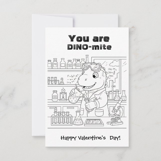 Carte De Remerciements funny Dinosaur Coloring Maze Classroom Valentine  (Devant)