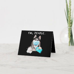 Carte De Remerciements Funny husky chev dog wearing a face mask