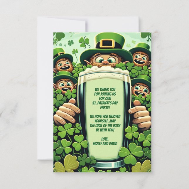 Carte De Remerciements Funny Lucky Leprechauns St. Patrick's Day Party (Devant)