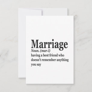 Carte De Remerciements Funny Mariage Définition Couple Mari Femme Cadeau