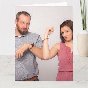 Carte De Remerciements FUNNY MARIAGE HANDCUFFCOUPLE GRAGRAGRAPHIE Card